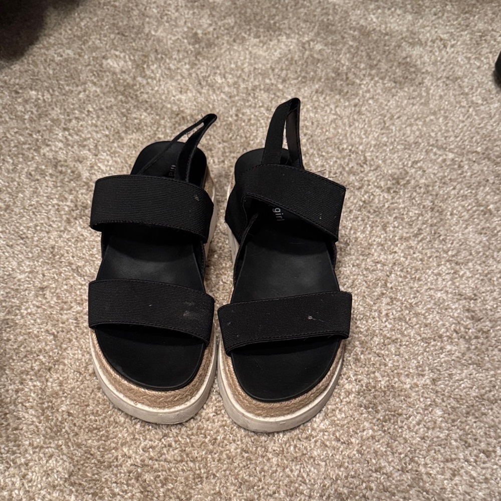 Madden Girl Black Sandals with Cream Soles